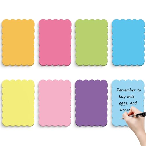 Eaasty 8 Pack 8 x 6 Inch Large Scalloped Sticky Notes Self Sticky Note Pads Cute Aesthetic Colorful Wavy for Back to School Office Supplies, 30 Sheets/Pad, Total 240 Sheets(Bright Colors)