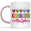 Eali88fa Personalized Grade Teacher Accent Coffee Mug with Name and Custom Grade Level, 3D Printed Effect Colorful Hearts Grade Design, Back to School Gift, 11oz 15oz