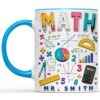 Eali88fa Personalized Math Teacher Accent Coffee Mug with Name, 3D Printed Effect Math Classroom Design, Teacher Appreciation Gift, 11oz 15oz