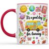 Eali88fa Personalized Teacher Accent Coffee Mug with Name, 3D Printed Effect Learning School Bus Design, Back to School Teacher Gift, 11oz 15oz