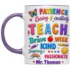 Eali88fa Personalized Teacher Accent Coffee Mug with Name, 3D Printed Effect Teaching Values Classroom Design, Teacher Appreciation Gift, 11oz 15oz