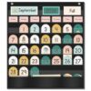 Eamay Boho Calendar Pocket Chart with 90 Cards for Kids Learning,Classroom and Home School Décor,Black