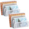 EASEPRES Desk Mail Organizer, Office Small Desktop Metal Mesh Envelope Letter Sorter Paper File Holder Organizer with 3 Vertical Upright Compartments, White 2 Pack