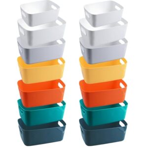 eastbao 14 PCS Plastic Storage Bins and Small Storage Baskets for Cclassroom Organization, Bathroom Organization, Tub Toy Storage, Kitchen and Bedroom