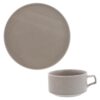 East Table MINO_works Series SET-600-02 Tableware Set, 2 Piece Set, Soup Cup & Plate L, Gray, Made in Japan