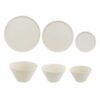 East Table SET-591-01 Mino_Works Series 6-Piece Dinnerware Set, Cotton White, Made in Japan, Microwave Safe, Dishwasher Safe