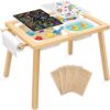 Easyego Sensory Table for Toddlers Kids Play Wooden Sand Water Table with Double-Sided Board & Foldable Storage Bins for Indoor and Outdoor Use, Birthday Gifts for Boys and Girls-Natural Color