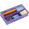 EasyPAG Desk Drawer Organizer with 4 Compartments, Carved Hollow Floral Metal Tray for Office, Jewelry, Cosmetics - No Assembly, Purple