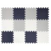 Easy Playhouse: 12 Soft Foam Floor Puzzle Tiles - Black-Grey-White - 12" Interlocking Mat Pieces (4'x3'), Nursery, Playroom, Gym, Children & Adults
