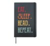 Eat Sleep Read Repeat Book Lover Teacher Librarian Student Hardcover Journal, Black