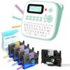 EazeID Label Maker with Tapes 5PK Bundle 12mm 0.47 Laminated Color, Green Label Maker Waterproof-Labels, Portable D210S Labeler Machine, Wireless Labeling Machine for Jars Bottle School Supplies
