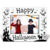 Ebned Halloween Picture Frame for 4x6 Photos, Wooden Photo Frame with Ghost Haunted House Black Cat Design, Halloween Decor for Shelf Desk Bedroom Office Gift - A03