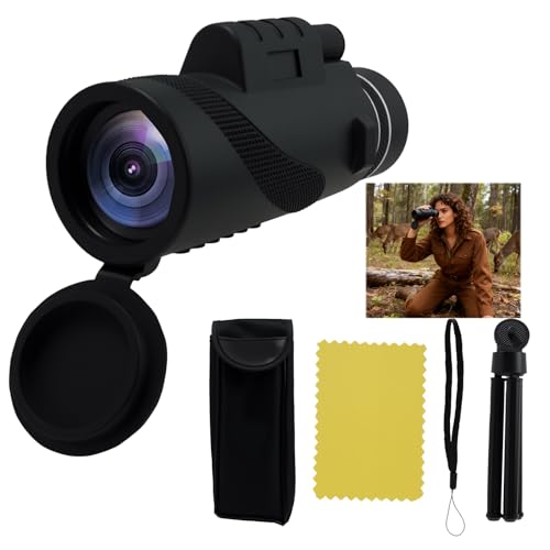 EBQOSK 10x42 Monocular Telescope for Adults, High Power HD Monocular with Smartphone Adapter & Tripod, Waterproof BAK4 Prism for Bird Watching, Hunting & Wildlife