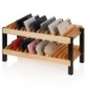 Echaprey 30-Grid Wooden Cell Phone Holder Desktop Multiple Classroom Storage Organizer Rack Box Caddy for Office School with 1-30 Number Stickers