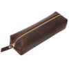 ECHSRT Small Genuine Leather Pencil Pouch for Adults, Coffee
