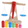 ECHTNATAV Eco Wooden Balance Scale, Colorful Learning Kit, Complete Teaching Set for Preschool Kindergarten Home Parent Child