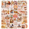 Eclazul Fall Autumn Cute Stickers - 50 Pcs Pumpkin Party Gift Favors for Adults Kids Women Girls, Harvest Thanksgiving Halloween Decals Bulk for Kindle Case Journaling Scrapbooking Keyboard Laptop