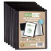 eco-eco A6 Size 50 Percent Recycled 40 Pocket Black Presentation Display Book, Storage Case Portfolio Art Folder with Plastic Sleeves, Pack of 6 Folders, eco200x6