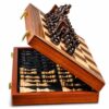 ECOCRAFTER 15'' 2 in 1 Wooden Magnetic chess and checkers set (2 Extra Queens, Foldable Chess set & Cotton Storage Bag) Magnetic Chess Sets for Adults with Color Gift Box, Handmade Checkers Board Game