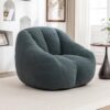 ECOMCGEIO Dark Green Fluffy Tufted Bean Bag Chair with Memory Foam Filler, Plush Lazy Bean Bag Sofa, Cozy Oversized Indoor Lounge Chair for Living Room Apartment Dorm Bedroom