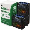 EconoHome Milk Crate - Stackable Storage Crate with Built-In Handles - Heavy Duty Plastic Material - Ventilated Organizer Bin for Garage, Pantry, Classroom, Office & Moving - Black, 19x13x11, 6-Pack