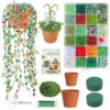 Ecoofor Green Beads Beaded Plant Kit DIY Plant Kit, Green Glass & Crystal Leaf Beads, Video Tutorials, Desk Gifts, Handmade Gifts for Plant Lovers