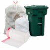 EcoQuality 13 Gallon White Tall Kitchen Trash Bags w/Red Drawstring (50)