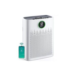 ECOSELF Smart Air Purifier for Home Large Rooms, with WiFi Control, Covers Up to 2400 Ft², Smart Mode, AQI Display, 22dB Sleep Mode & Aromatherapy with 2X-Power Filtration, HAP603WF, White
