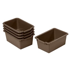 ECR4Kids Scoop Front Storage Bin, Multipurpose Organization, Chocolate, 5-Piece