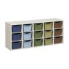 ECR4Kids Streamline 15 Cubby Tray Cabinet and 15 Scoop Front Bins, 3x5, Kids Furniture, Earthtone