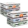 EdenDwell 6 Pack Under Bed Storage Bags, 60L Foldable Clear Storage Containers with Handles, Dual Zippers for Comforter, Clothes, Bedding, Linen Sheets, Sweaters, Blanket Storage