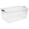 EDGUIOLV 105 Quart Extra Large Clear Plastic Storage Bin, Stackable Container With Blue Accent Latch Lid, See-Through Lidded Box For Seasonal Clothes, Bedding, Camping Gear, Home Closet