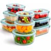 Edihome Glass Food Storage Containers, 18-Piece Set (9 Containers + 9 Lids), Airtight BPA-Free Glass Containers with Leak-Proof Lids, Microwave & Freezer Safe (9 Containers)