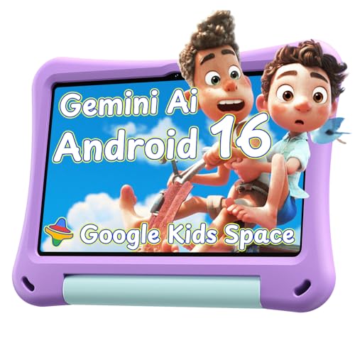EDUAITABLET Kids Tablet 10 inch, Android 16 Tablet for Kids, 20GB RAM, 32GB ROM, 1TB Expandable Storage, Parental Controls, 6000mAh Battery, Dual Camera, Wi-Fi 6, BT 5.4, EVA Case (Purple)