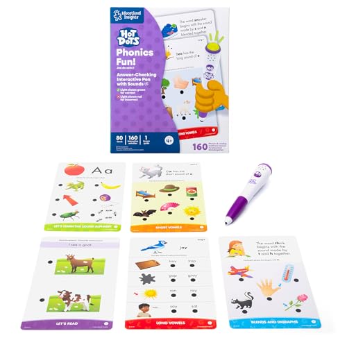 Educational Insights Hot Dots Phonics Fun Set - Preschool and Kindergarten Flash Cards Compatible with Interactive Pen, Preschool Learning Activities, Learn to Read Activity for Kids Ages 3 and Up