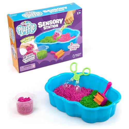 Educational Insights Pluffle Sensory Station - Tactile Sensory Toys for Toddlers 3-4, Mess Free Slime Alternative, Satisfying Foam Sand Bin Filler, All-in-One Kit with Tools and Supplies