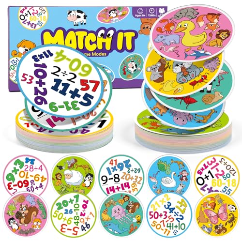 Edulok Match Game Quick Memory Card Game,Fun Math Learning Card Math Game,Quick Reflexes Cards Animal Table Piles Games,Visual Perception Family Games,Preschool Classroom Homeschool Supplies