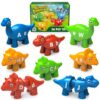 Edumoteso 26PCS Dinosaur Alphabet Learning Toys for 18M+, Montessori Educational Toys for 3 4 5 Year Old, Toddlers Preschool Activities Fine Motor Toys for Boys, Double Sided ABC Matching Game