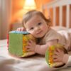 edusense Sensory Touch Cube for Toddlers 3+, Soft Plush Activity Cube