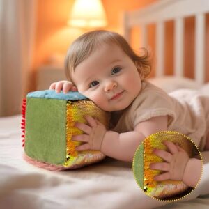 edusense Sensory Touch Cube for Toddlers 3+, Soft Plush Activity Cube