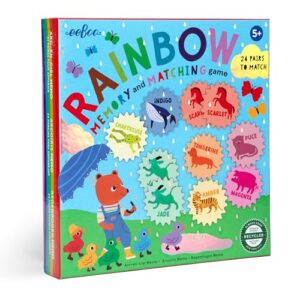 eeBoo: Rainbow Memory Matching Game - 24 Pairs to Memorize & Match, Colors & Animals, Encourages Recognition, Concentration Skills, Kids Ages 5+