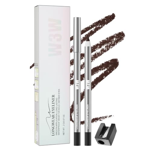 E EMZHOLE Eyeliner Pencil,Gel Eyeliner Pencil,Sharpenable Eye Pencils For Creating Long-Lasting, Bold, Waterproof,Smudge-Proof,Transfer-proof, Long-lasting Color Eye Liners (Brown)