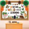 Eersida Back to School Bulletin Board Decorations with Paper Fans 3D Summer Classroom Bulletin Board Hawaiian Ocean Ice Pop Cutouts School Vbs Library Church Window Wall Decor(Jungle)