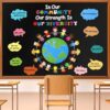 Eersida Classroom Bulletin Board Sets Bulletin Board Decoration Set Classroom Decor for Library School Window Wall Door Decor Home Office(Our Strength is Our Diversity)