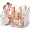 e essco for you Water Ripple Acrylic Makeup Organizer, Large Capacity Cosmetic Storage Box for Vanity, Countertop, Bathroom, Skincare and Perfume Holder, Elegant Desktop Display Case