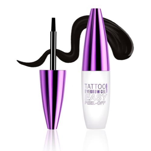 Effortless Peel-Off Eyebrow Tattoo Gel, Smudge-Proof Formula, Creates Natural Fuller Defined Brows for Daily Makeup, Designed to Create Fuller, Defined Brows for Women and Girls (04 Black)