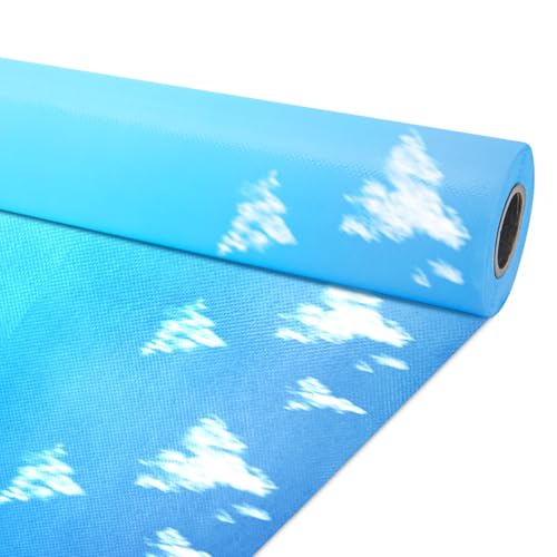 EggSun Blue Sky Cloud Bulletin Board Paper Roll,14.8FTx47IN Large Reusable Waterproof Erasable Classroom Wall Background Backdrop, Fade-Resistant Fabric Wrapping Paper School Decors Teacher Supplies