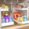 EGMEHOAD Under Sink Organizer 2 Pack, 2 Tier Metal Under the Sink Storage