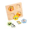 EHJRE Children Cognitive Puzzle Animal Matching Board Wooden Puzzle Lift and Place Pieces with Knobs Engaging Play for Observation and Comparison Suitable for Parent Child Play