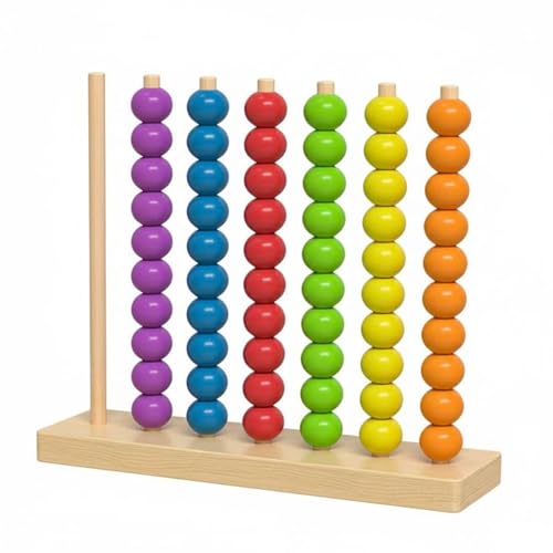 EHJRE Children Learning Beads Stacking Toy Peg Board Bead Set Wooden Hoops Educational Playset Fine Motor Logical Thinking Color Sorting Suitable for Preschool Classroom Home playroom, S